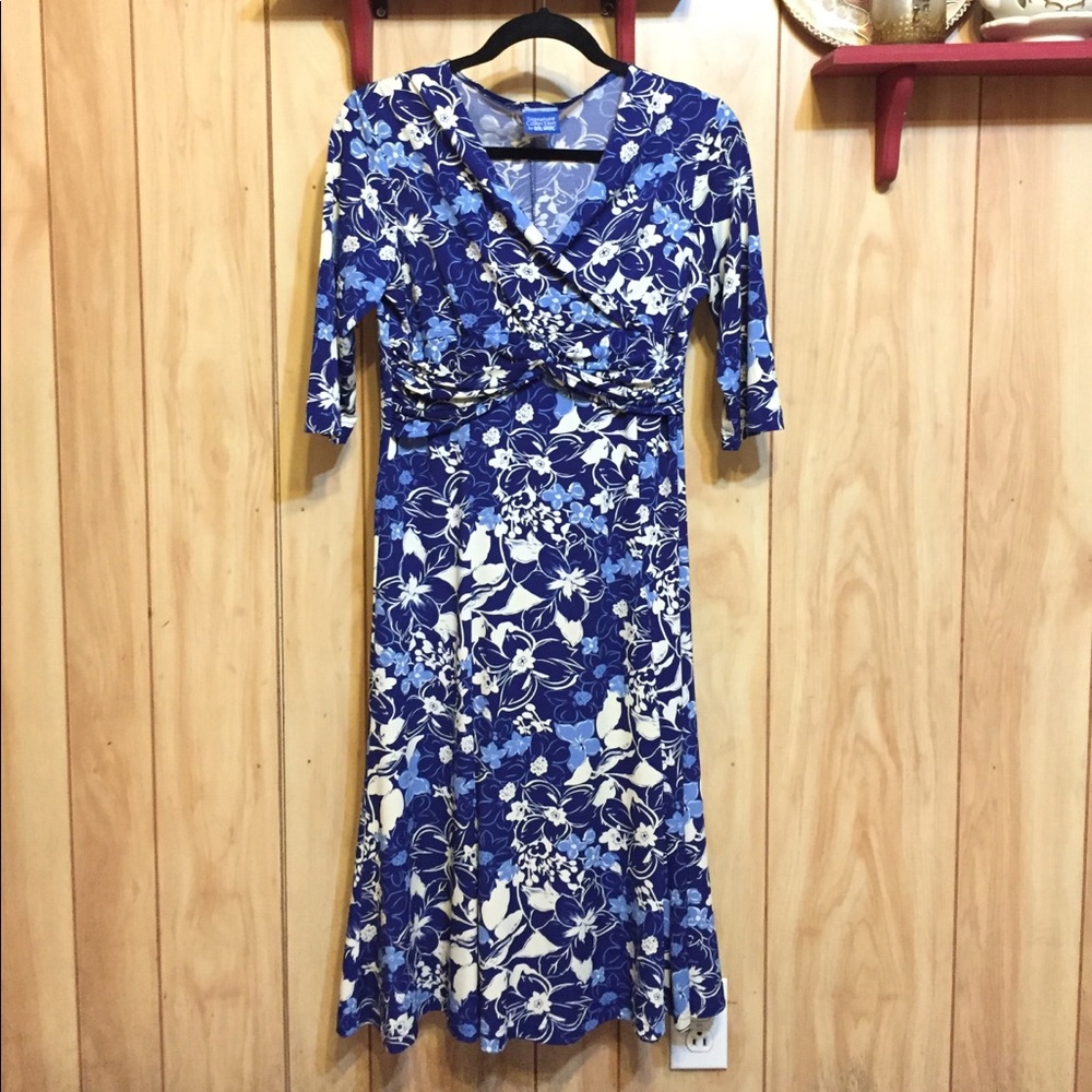 6P 3/4 Sleeve Blue Dress